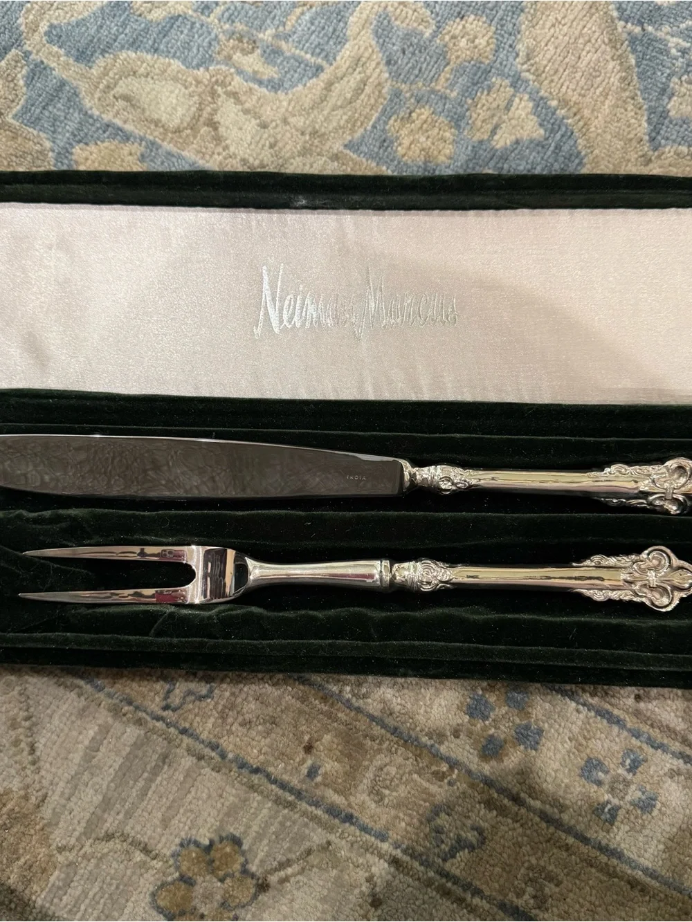 Neiman Marcus Silver Carving Knife and Fork Set